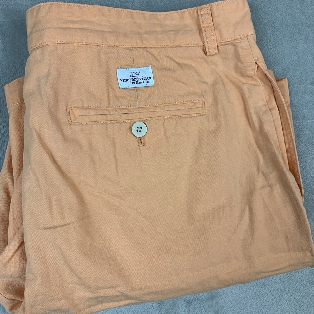 Vineyard Vines Club Short Mens 36* Orange Flat Front Chino Shorts Casual Cotton